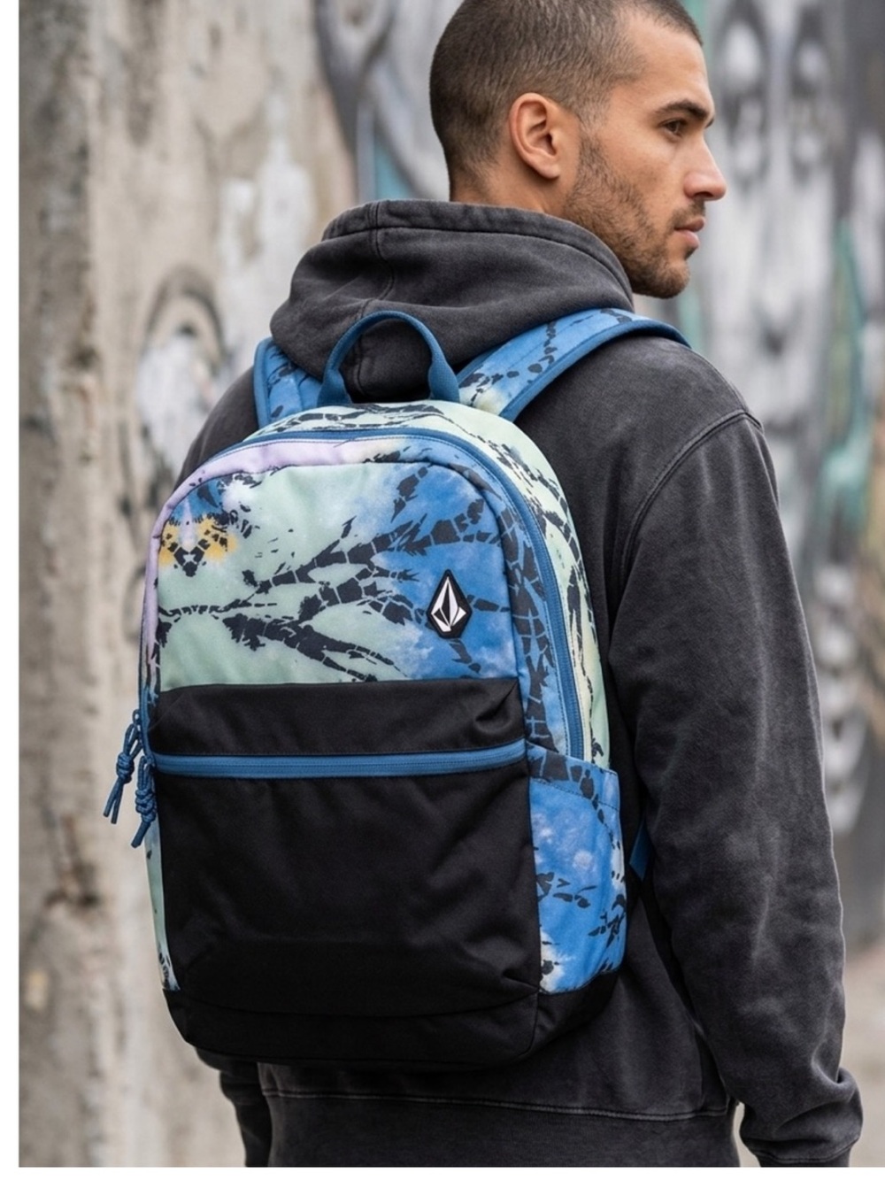 NWT Volcom School 18" Blue Tie Dye Backpack